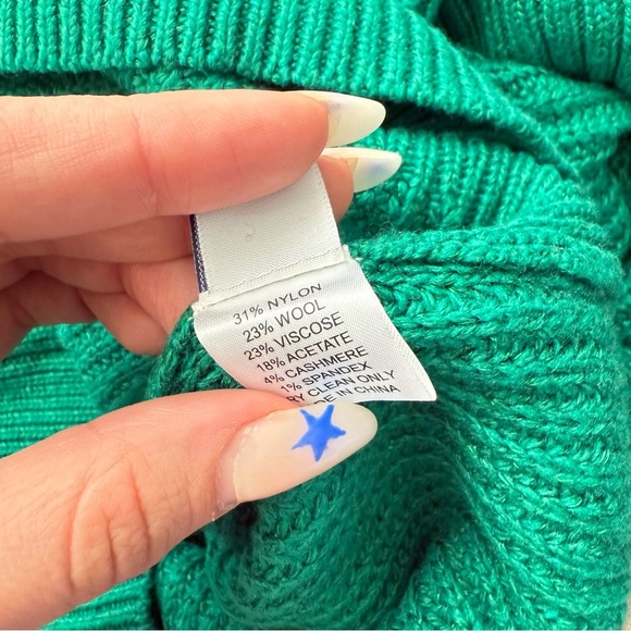 Pearl by Lela Rose wool cashmere off shoulder knit sweater green size small - Picture 3 of 3